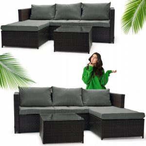 NAROŻNIK OGRODOWY DWUSTRONNY SFS066 MTG ZESTAW MEBLI OGRODOWYCH BRĄZ